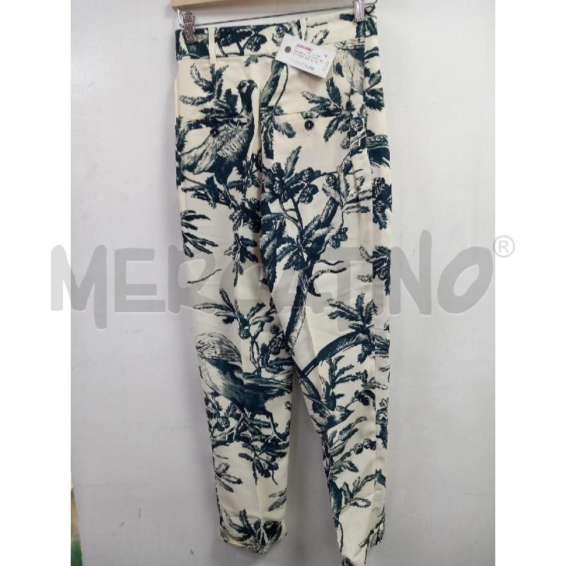 PANTALONE D MAX&CO BEIGE ALBERI BLU | Mercatino dell'Usato Roma porta di roma 2