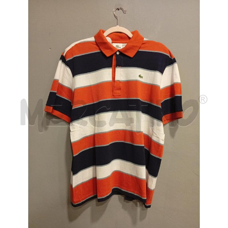POLO UOMO LACOSTE RIGHE ARANCIO BLU | Mercatino dell'Usato Roma porta di roma 1