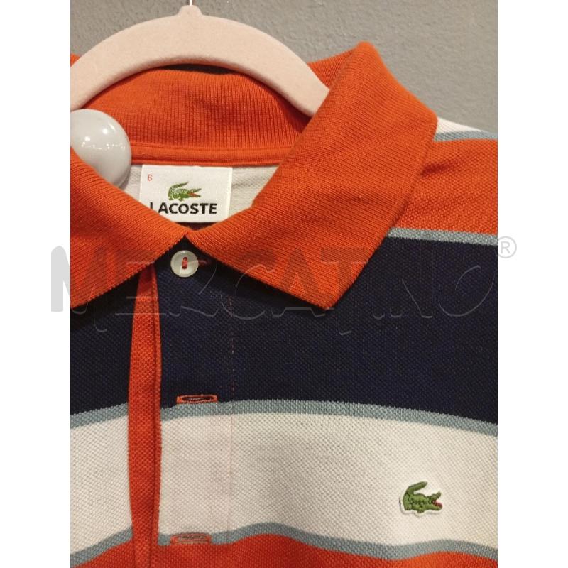 POLO UOMO LACOSTE RIGHE ARANCIO BLU | Mercatino dell'Usato Roma porta di roma 2