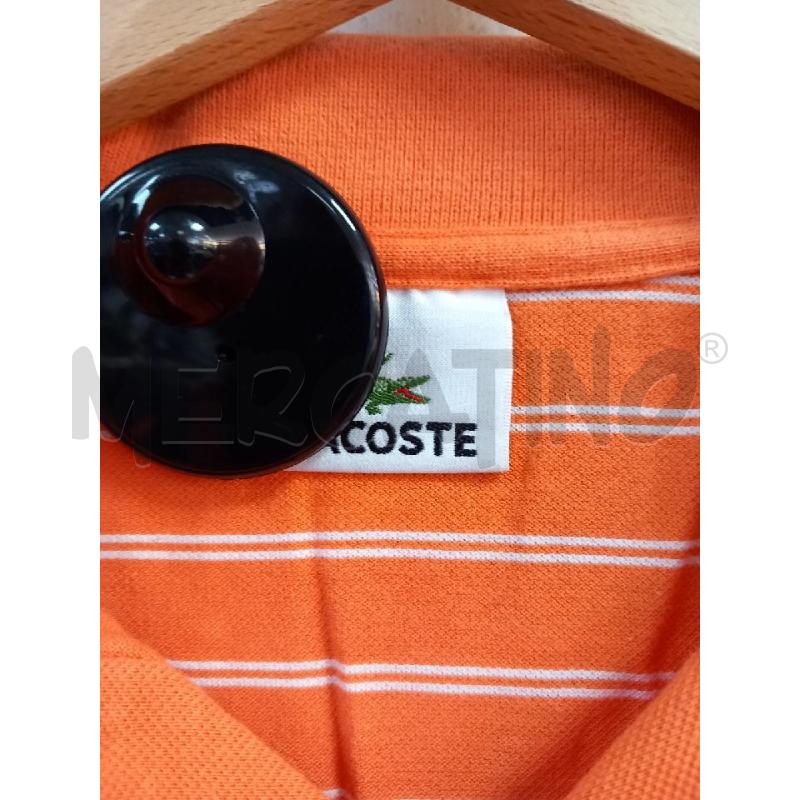 POLO U LACOSTE ARANCIO RIGHE BIANCO | Mercatino dell'Usato Roma porta di roma 2