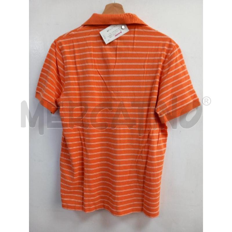 POLO U LACOSTE ARANCIO RIGHE BIANCO | Mercatino dell'Usato Roma porta di roma 3
