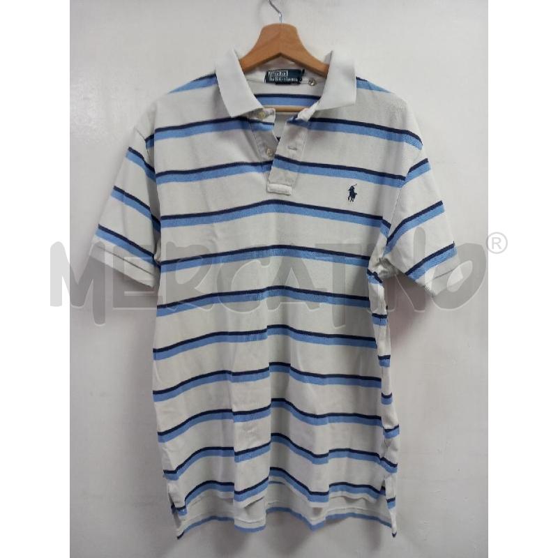 POLO U POLO RALPH LAUREN BIANCO RIGHE BLU | Mercatino dell'Usato Roma porta di roma 1