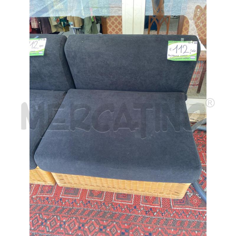 POLTRONA VIMINI C/CUSCINO NERO | Mercatino dell'Usato Roma porta di roma 1