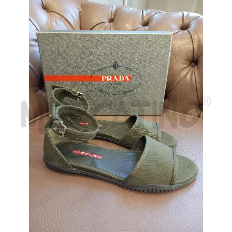 SANDALI ALLA SCHIAVA PRADA VERDE GABARDINE SCATOLA | Mercatino dell'Usato Roma porta di roma 2