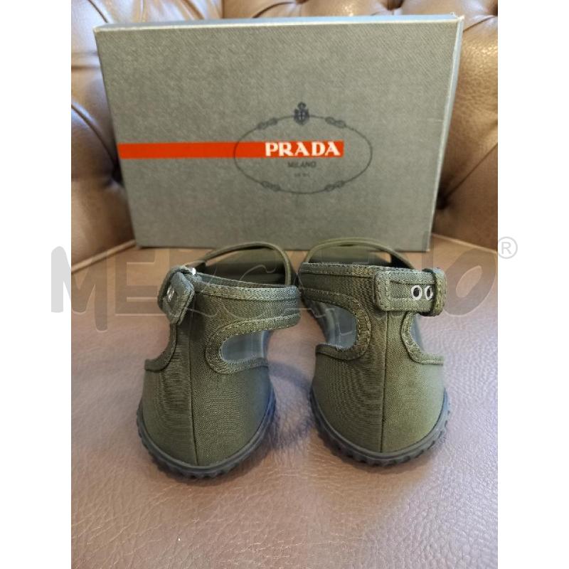 SANDALI ALLA SCHIAVA PRADA VERDE GABARDINE SCATOLA | Mercatino dell'Usato Roma porta di roma 4