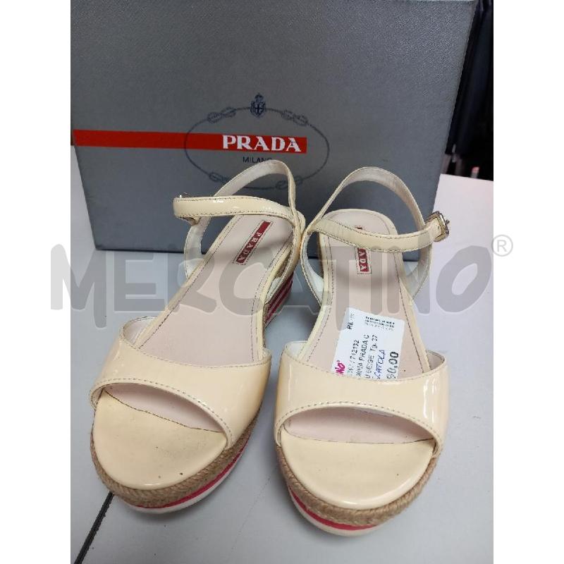 SANDALI DONNA PRADA CON PLATEAU BEIGE   | Mercatino dell'Usato Roma porta di roma 1