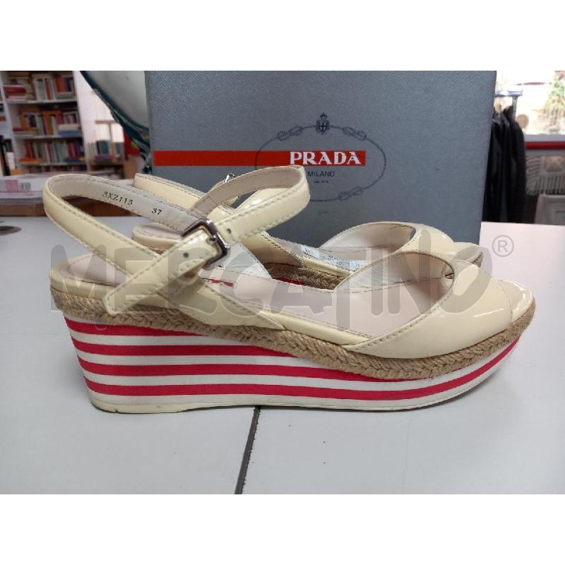 SANDALI DONNA PRADA CON PLATEAU BEIGE   | Mercatino dell'Usato Roma porta di roma 2