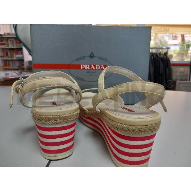 SANDALI DONNA PRADA CON PLATEAU BEIGE   | Mercatino dell'Usato Roma porta di roma 3