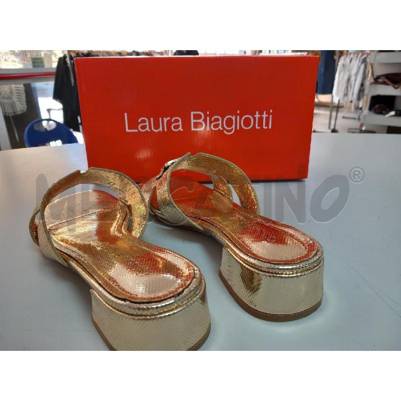 SANDALI D LAURA BIAGIOTTI DORATO SCATOLA | Mercatino dell'Usato Roma porta di roma 2