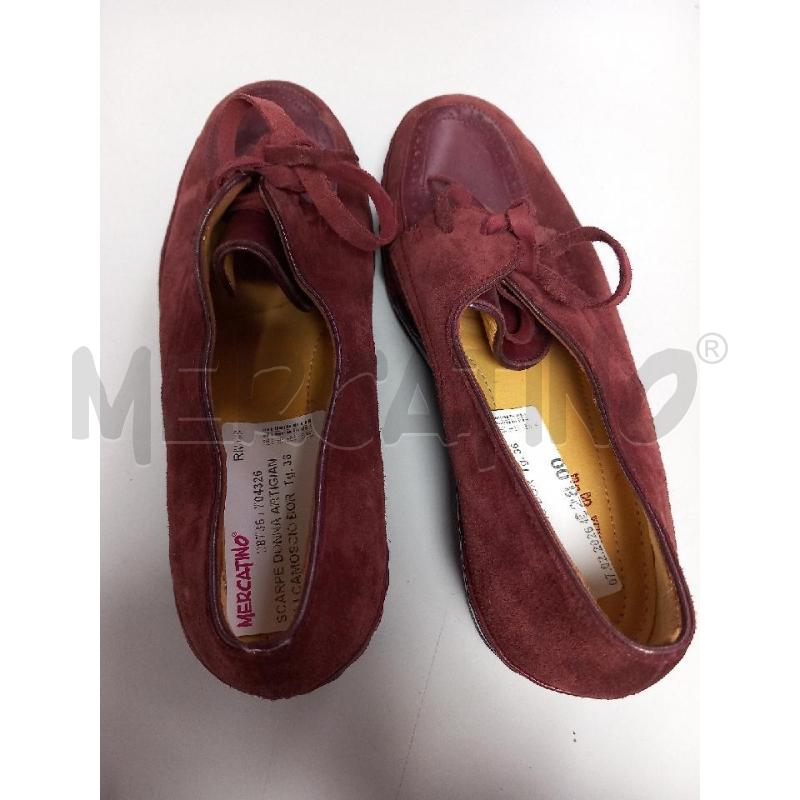 SCARPE DONNA ARTIGIANALI CAMOSCIO BORDEAUX | Mercatino dell'Usato Roma porta di roma 3