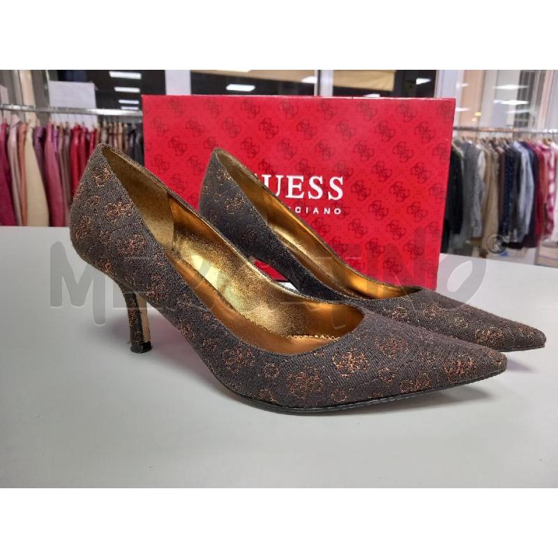 SCARPE D GUESS TELA MARRONE SCATOLA MONOGRAMMA BRONZO | Mercatino dell'Usato Roma porta di roma 2