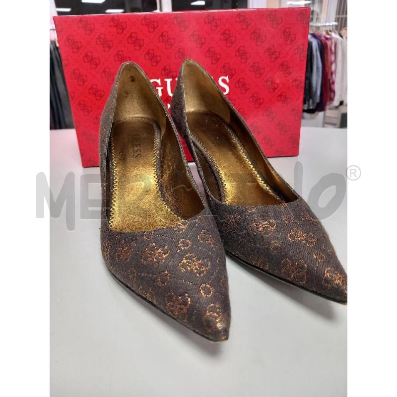 SCARPE D GUESS TELA MARRONE SCATOLA MONOGRAMMA BRONZO | Mercatino dell'Usato Roma porta di roma 4