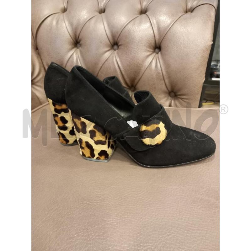 SCARPE D GUGLIELMO RIOTTA NERO TACCO ANIMALIER CAVALLINO | Mercatino dell'Usato Roma porta di roma 3