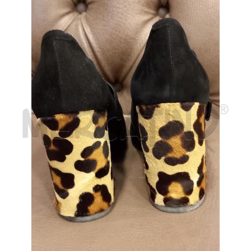 SCARPE D GUGLIELMO RIOTTA NERO TACCO ANIMALIER CAVALLINO | Mercatino dell'Usato Roma porta di roma 4