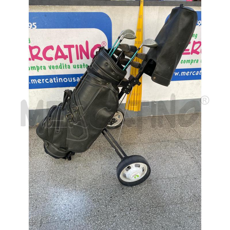 SET MAZZE DA GOLF BORSA PELLE E CARRELLO | Mercatino dell'Usato Roma porta di roma 1