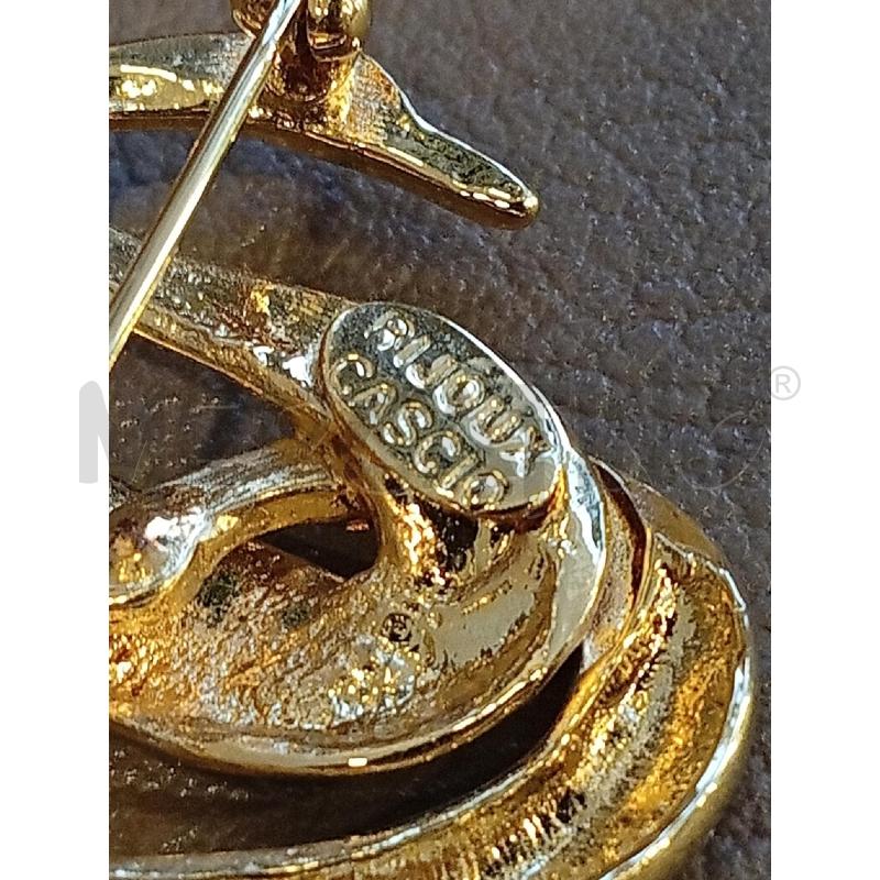 SPILLA CASCIO CIGNO SMALTATO VERDE BLU STRASS | Mercatino dell'Usato Roma porta di roma 3