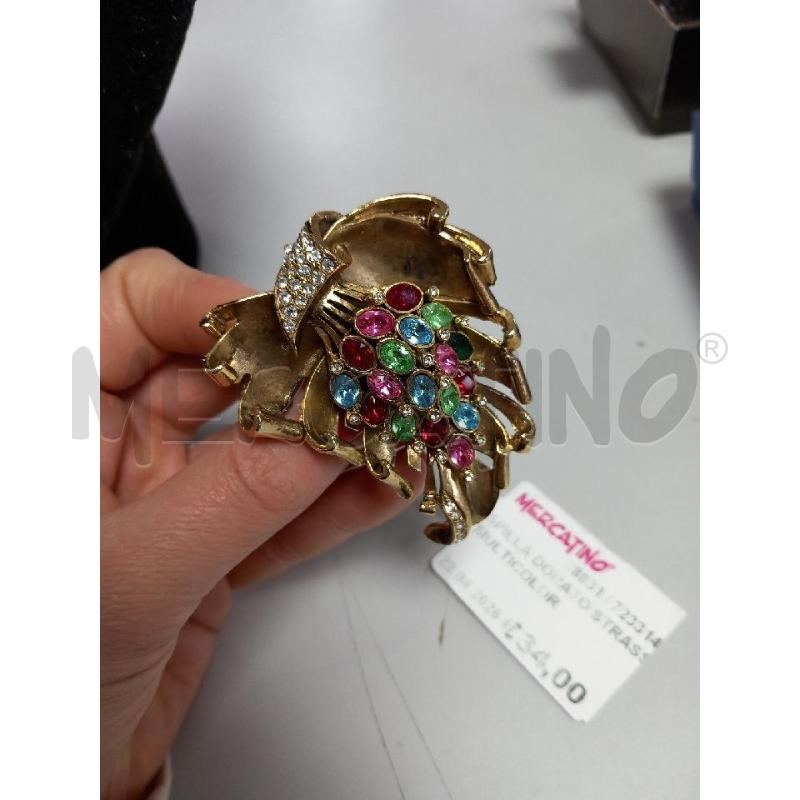 SPILLA DORATO STRASS MULTICOLOR | Mercatino dell'Usato Roma porta di roma 2