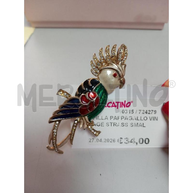 SPILLA PAPPAGALLO VINTAGE STRASS SMALTATO | Mercatino dell'Usato Roma porta di roma 1