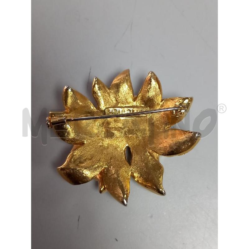 SPILLA VALENTINO FIORE DORATO SMALTO NERO STRASS | Mercatino dell'Usato Roma porta di roma 3