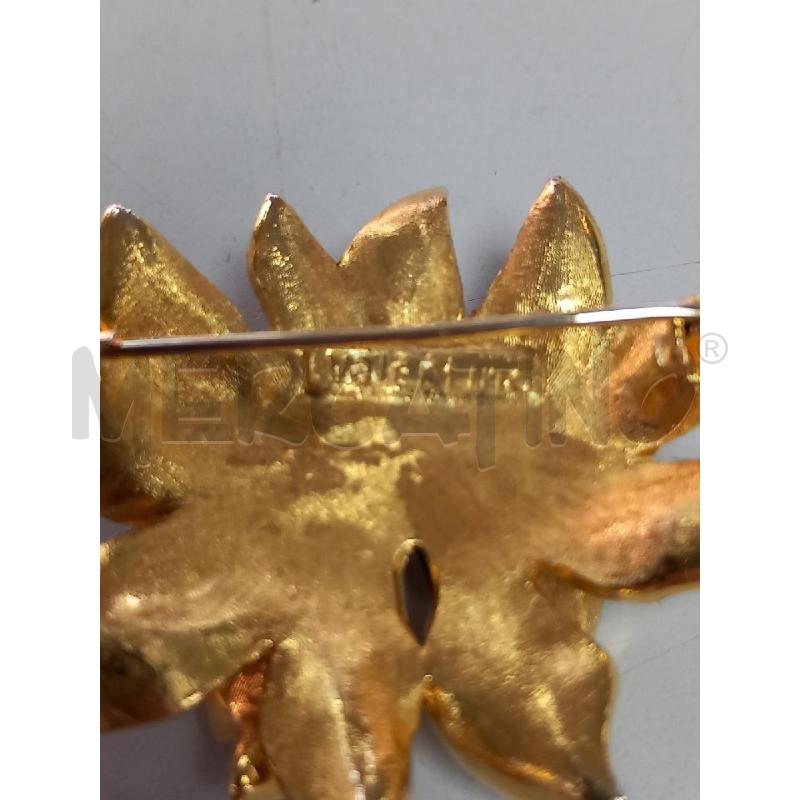 SPILLA VALENTINO FIORE DORATO SMALTO NERO STRASS | Mercatino dell'Usato Roma porta di roma 5