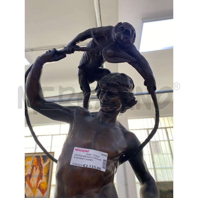 STATUA BRONZO F.ROLAND MONKEY MONEY | Mercatino dell'Usato Roma porta di roma 2