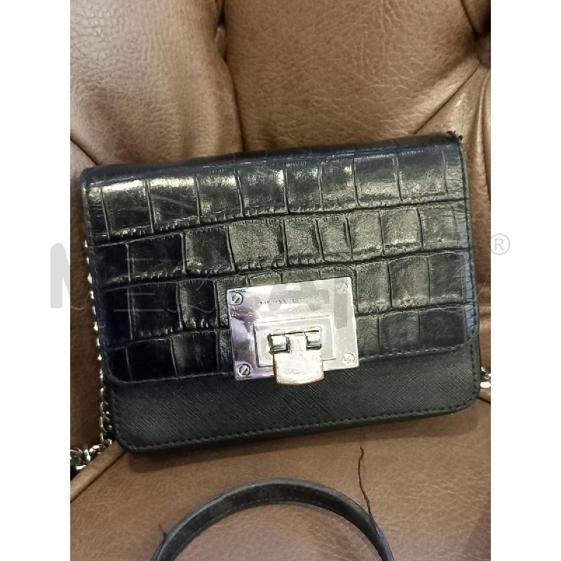 TRACOLLA D MICHAEL KORS NERO PELLE STAMPA COCCODRILLO | Mercatino dell'Usato Roma porta di roma 2