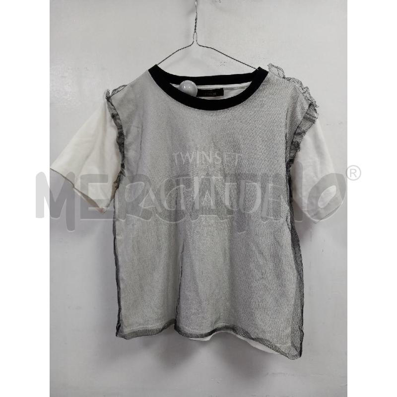 T SHIRT DONNA TWINSET BIANCA RETINA NERA | Mercatino dell'Usato Roma porta di roma 1