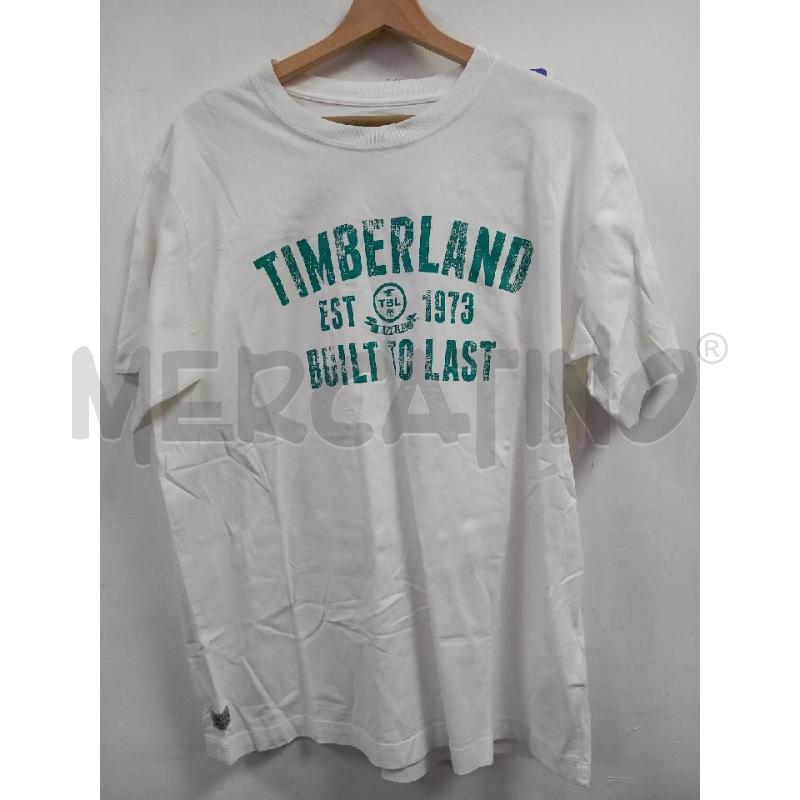 T SHIRT U TIMBERLAND BIANCO STAMPA VERDE | Mercatino dell'Usato Roma porta di roma 1