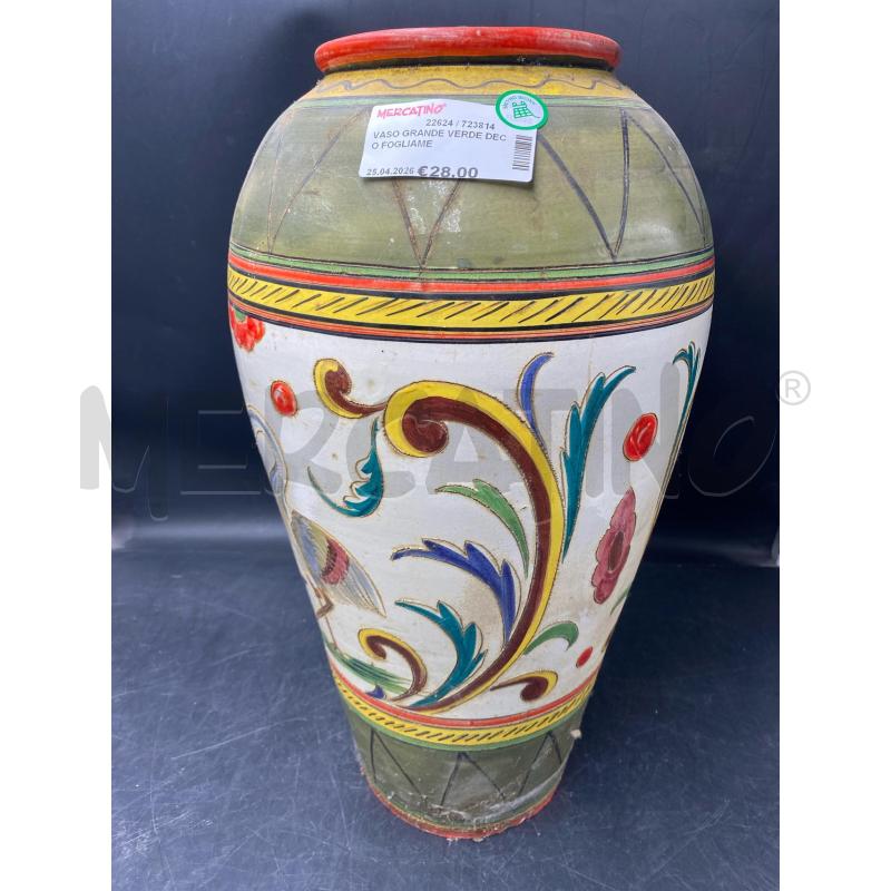 VASO GRANDE VERDE DECO FOGLIAME | Mercatino dell'Usato Roma porta di roma 1