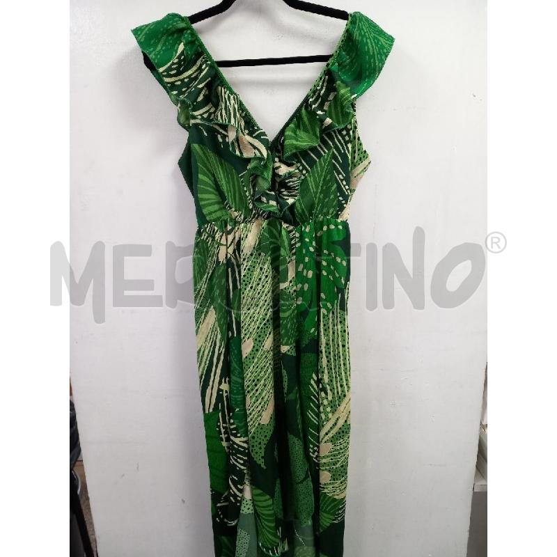 VESTITO D CAMOMILLA VERDE FANTASIA FOGLIE | Mercatino dell'Usato Roma porta di roma 1