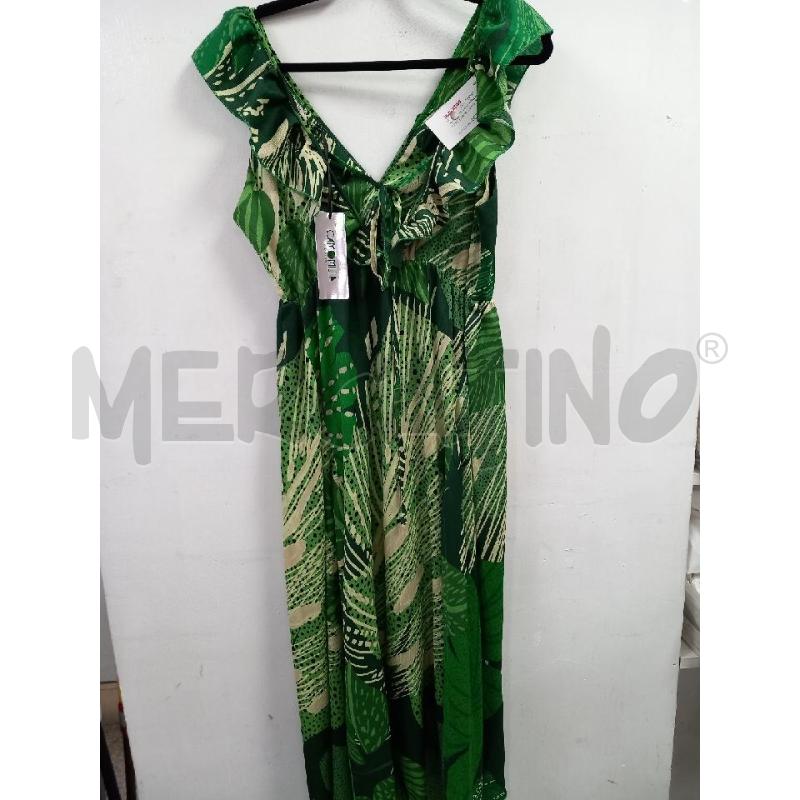 VESTITO D CAMOMILLA VERDE FANTASIA FOGLIE | Mercatino dell'Usato Roma porta di roma 2