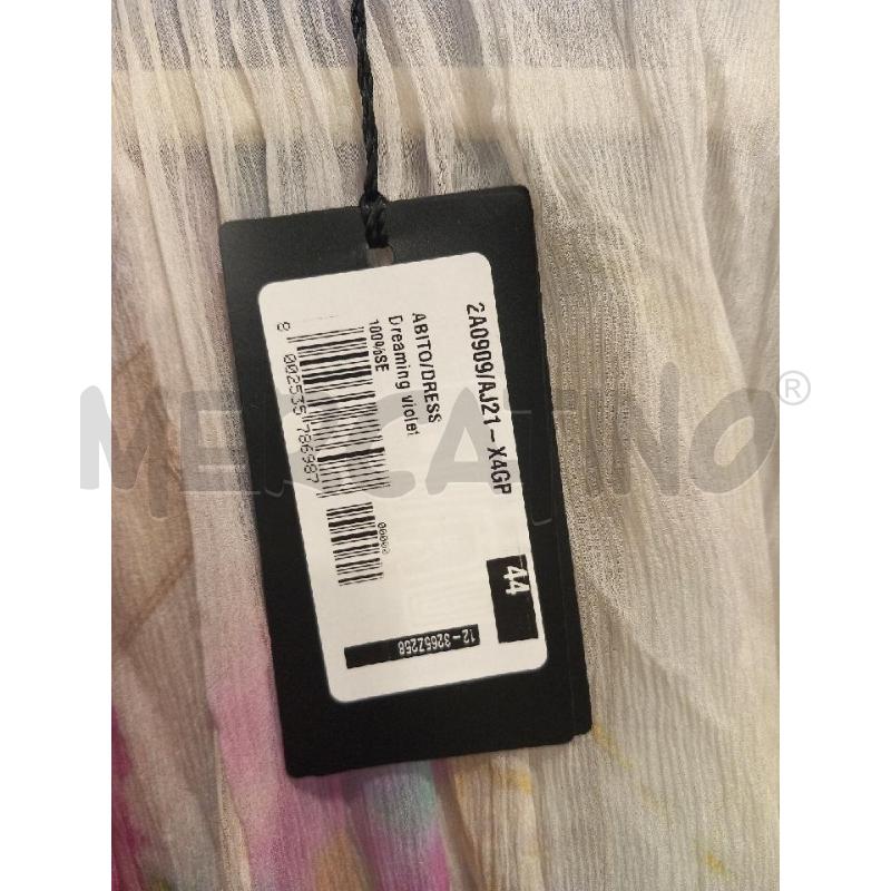 VESTITO D PATRIZIA PEPE BEIGE FIORI VIOLA PURA SETA | Mercatino dell'Usato Roma porta di roma 3