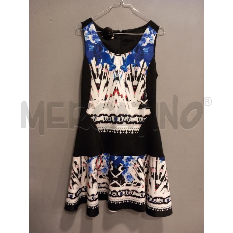 VESTITO D PINKO NERO FANTASIA FLOREALE BLU | Mercatino dell'Usato Roma porta di roma 1