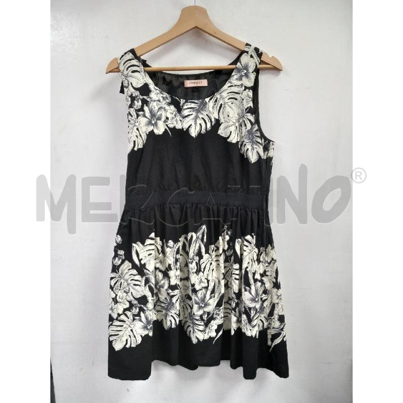 VESTITO D TWINSET NERO FANTASIA FLOREALE BIANCO | Mercatino dell'Usato Roma porta di roma 1
