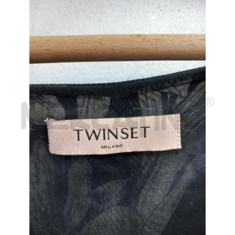 VESTITO D TWINSET NERO FANTASIA FLOREALE BIANCO | Mercatino dell'Usato Roma porta di roma 2