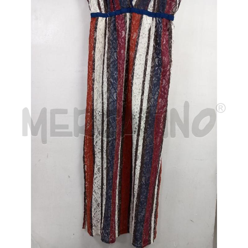 VESTITO LUNGO PLEASE BIANCO RIGHE ROSSO BLU PIZZO | Mercatino dell'Usato Roma porta di roma 2