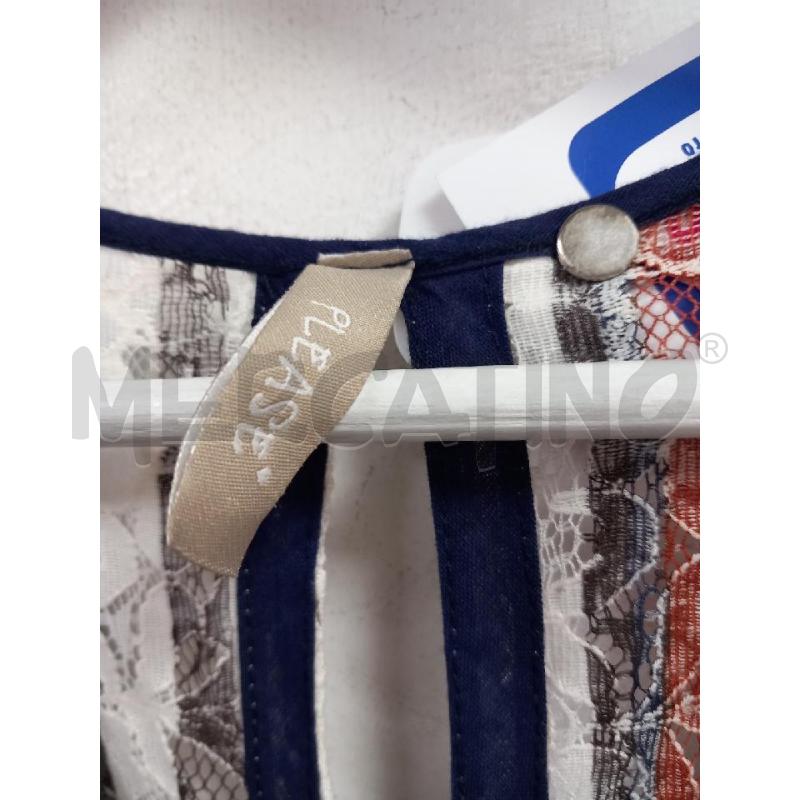 VESTITO LUNGO PLEASE BIANCO RIGHE ROSSO BLU PIZZO | Mercatino dell'Usato Roma porta di roma 3