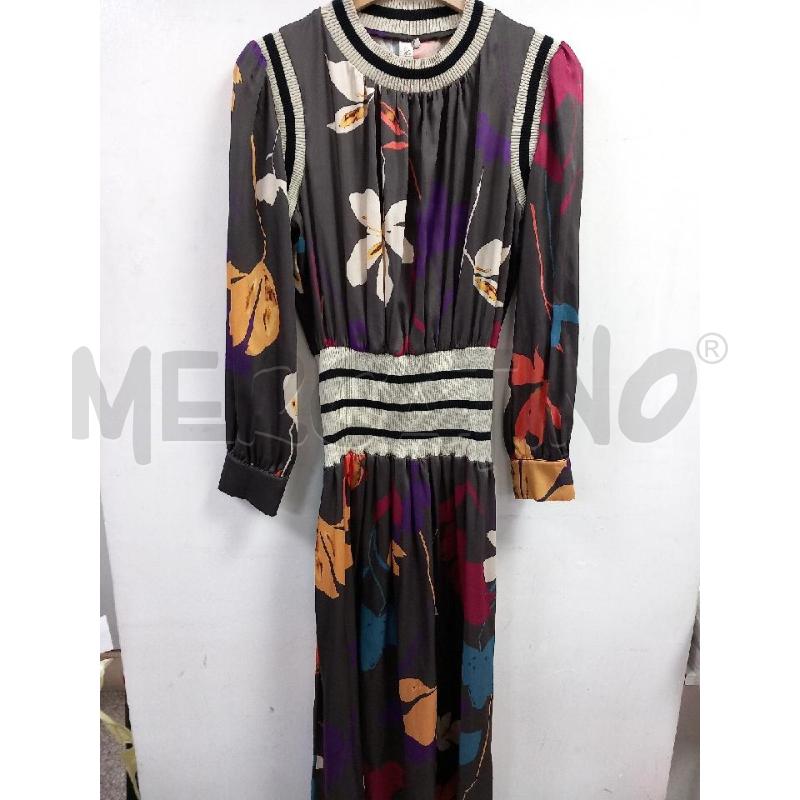 VESTITO LUNGO SOUVENIR GRIGIO FANTASIA FLOREALE MULTICOLOR | Mercatino dell'Usato Roma porta di roma 1