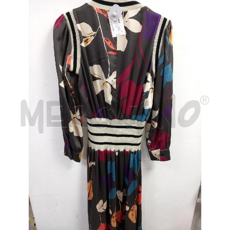 VESTITO LUNGO SOUVENIR GRIGIO FANTASIA FLOREALE MULTICOLOR | Mercatino dell'Usato Roma porta di roma 2