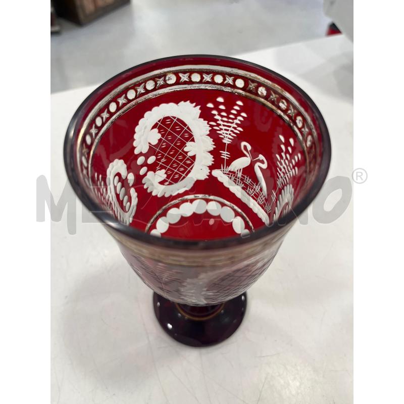 BICCHIERE CRISTALLO ROSSO INCISIONE GRANDE  | Mercatino dell'Usato Roma somalia 3
