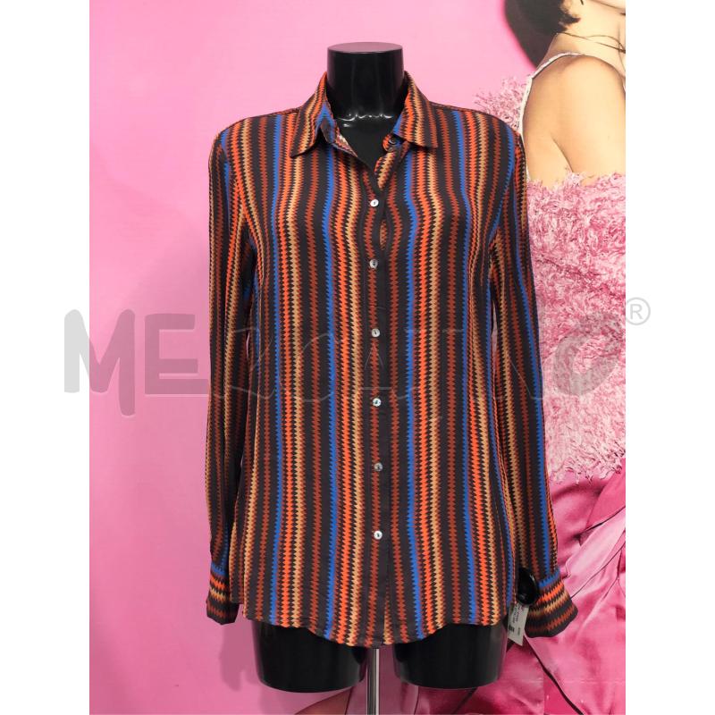 BLUSA DONNA ATTIC AND BARN ARANCIO RIGHE MARRON AZZURR  | Mercatino dell'Usato Roma somalia 1