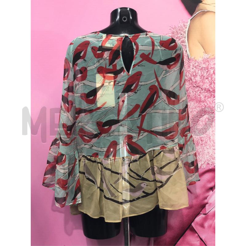 BLUSA DONNA ERKA CAVALLINI VERDE UCCELLI ROSSI NEW | Mercatino dell'Usato Roma somalia 4