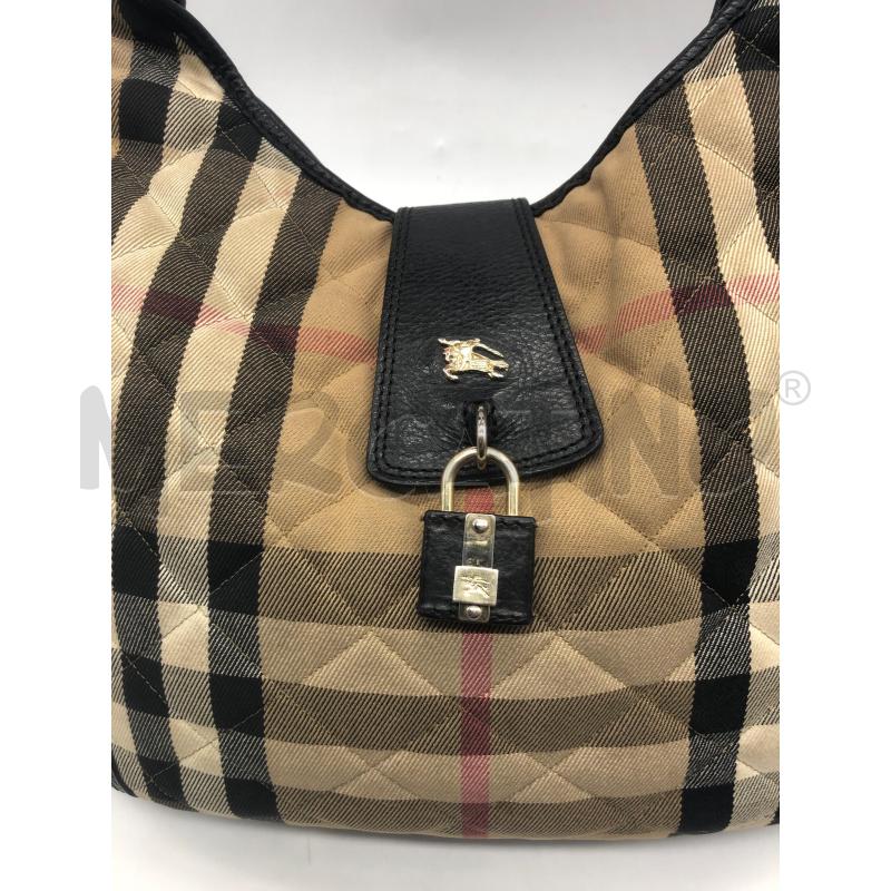 BORSA DONNA BURBERRY BEIGE TESSUTO PROFIL PELLE  | Mercatino dell'Usato Roma somalia 4