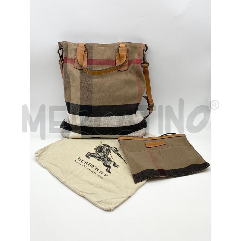 BORSA DONNA BURBERRY TOTE BAG TESSUTO | Mercatino dell'Usato Roma somalia 1