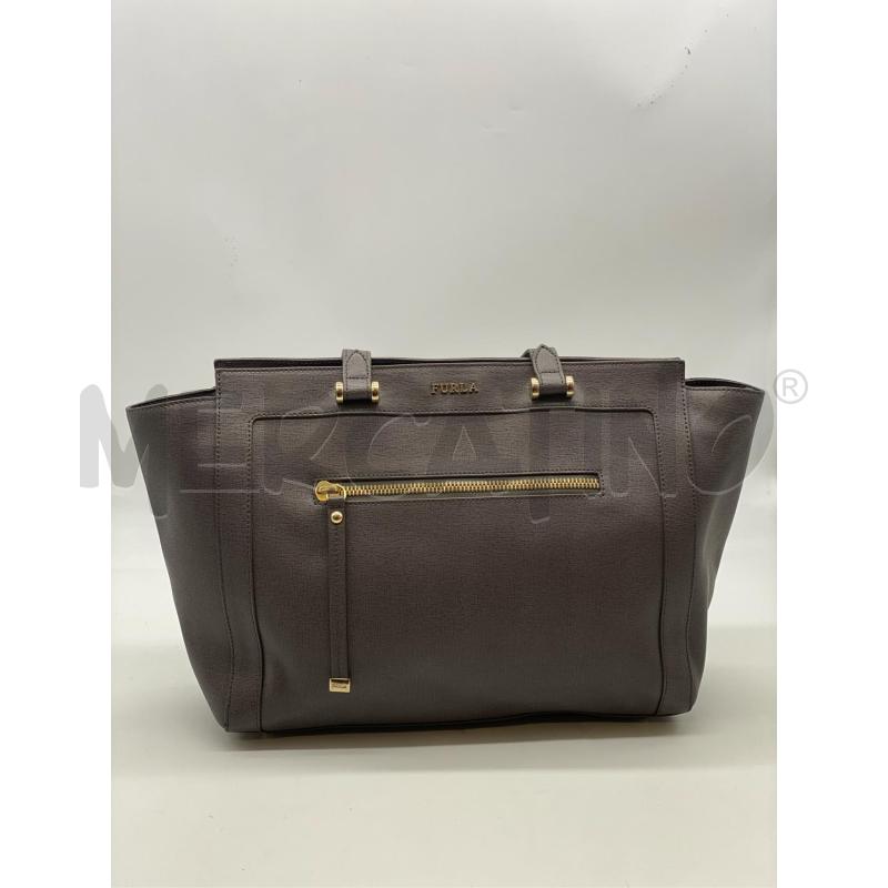 BORSA DONNA FURLA GRIGIO DETT DORATI | Mercatino dell'Usato Roma somalia 1