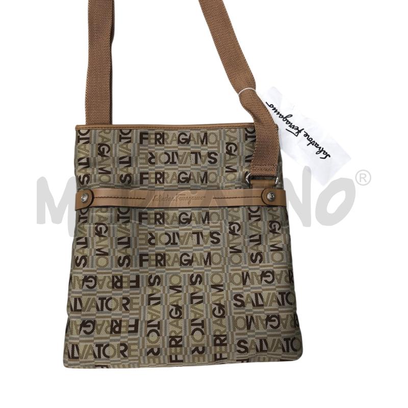 BORSELLO SALVATORE FERRAGAMO BEIGE TESSUTO PROFIL PELLE  | Mercatino dell'Usato Roma somalia 1