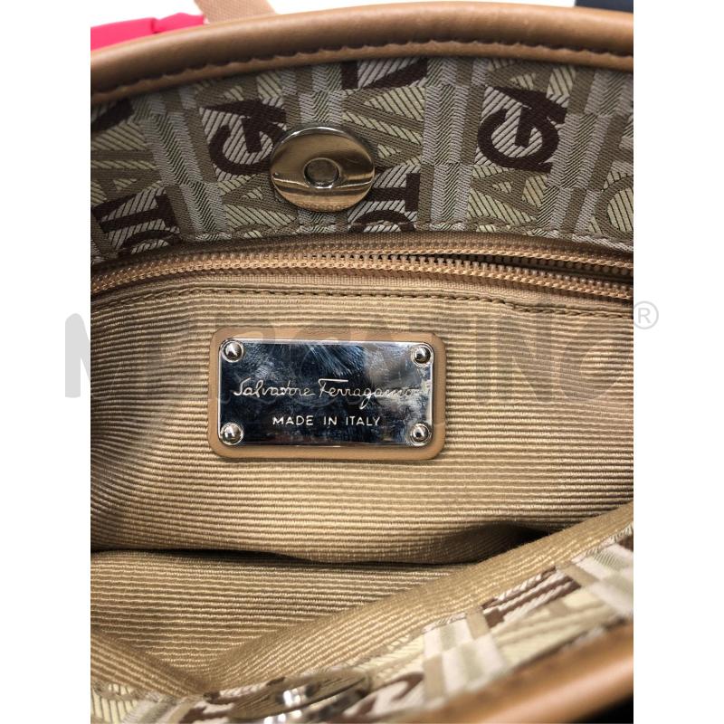BORSELLO SALVATORE FERRAGAMO BEIGE TESSUTO PROFIL PELLE  | Mercatino dell'Usato Roma somalia 4