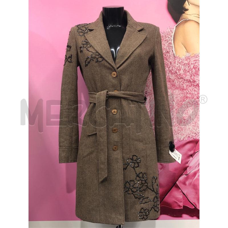 CAPPOTTO DONNA LIU JO MARRONE SPIG RICAMI PERLINE CINTA | Mercatino dell'Usato Roma somalia 1