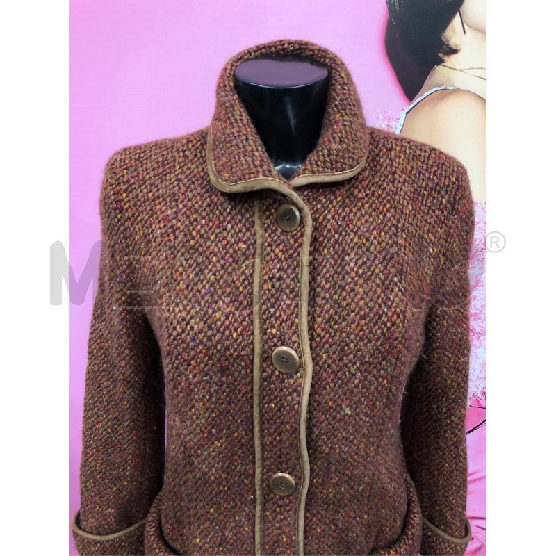 CAPPOTTO DONNA MAX MARA MARRONE MELANGE PROFILI PELLE  | Mercatino dell'Usato Roma somalia 2