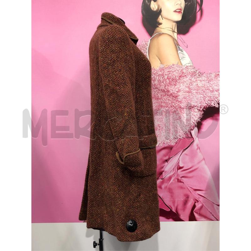 CAPPOTTO DONNA MAX MARA MARRONE MELANGE PROFILI PELLE  | Mercatino dell'Usato Roma somalia 3
